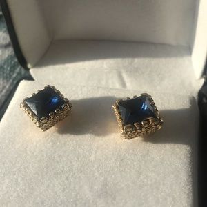 Navy square statement earring set